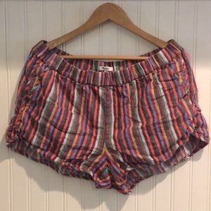 Pull on shorts in multi-color stripe